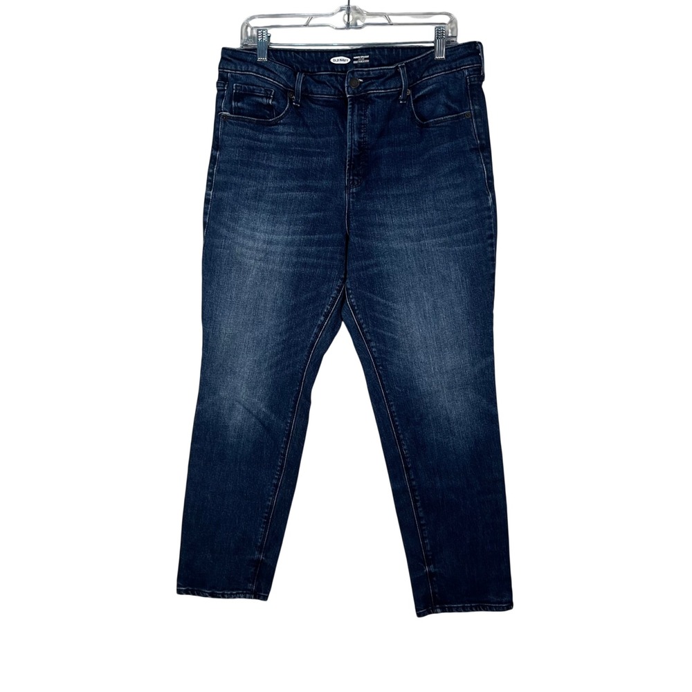 Old Navy Power Straight Jeans Womens‎ Blue High Rise Stretch Size 16
